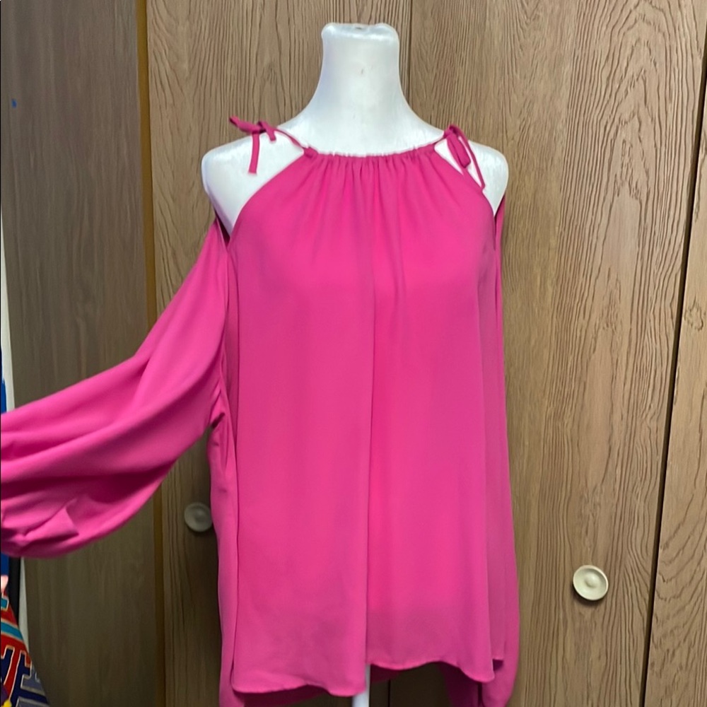 Eloquii Women's Pink Cold Shoulder Top